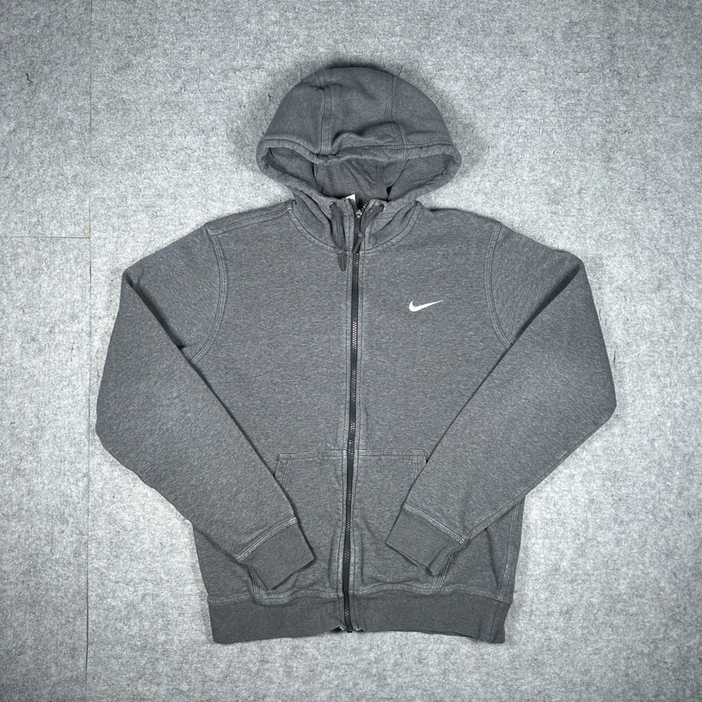 Nike Hoodie Mens M Grey Full Zip Sportswear Fleece Swoosh Active Gym Casual